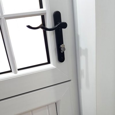 uPVC stable door hardware close up